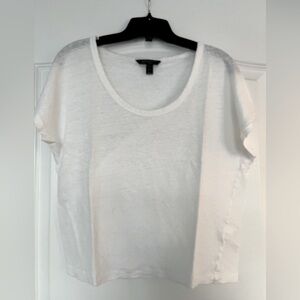Banana Republic white linen drop shoulder scoop neck t-shirt